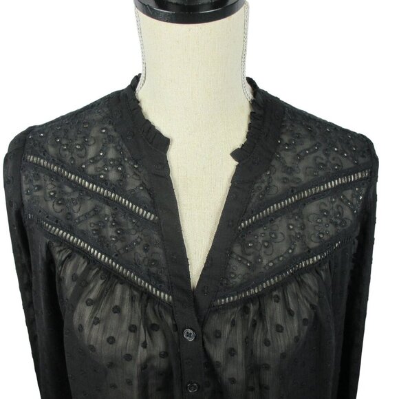 Torrid Black Chiffon Clip Dot With Contrasting Eyelet Top 1X Flirty Whimsigoth - Picture 5 of 8